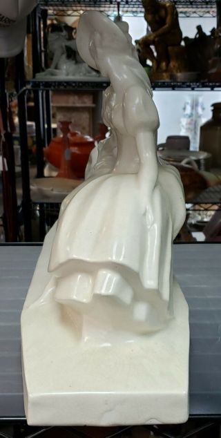 Circa 1930 French Art Deco Le Jan Ceramic Craquelle Woman & Greyhound Sculpture 2