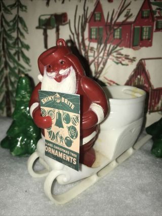 Vintage 1950’s Plastic Santa In Sleigh Candy Container E.  Rosen Retro Tag