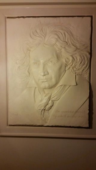 Bill Mack Bonded Sand Relief Sculpture Large Signed Artwork Beethoven