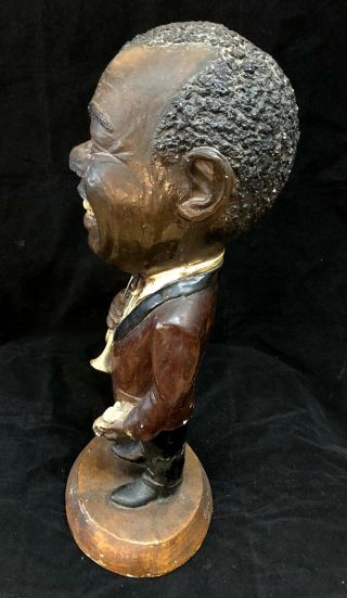 Lovely ESCO Caricature Chalkware Statue of Louis Armstrong & Trumpet Smiling 3