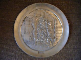 Vintage Wendell August Forge Hand Made Pewter 1990 Christmas Plate 1571