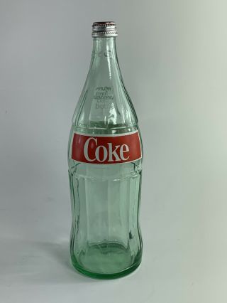Coca Cola Vintage Coke Glass Bottle With Cap 32 Oz 1 Qt Soda Money Back Bottle