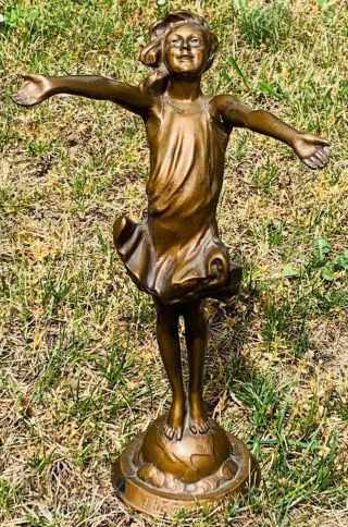 1920’s Bronzed Metal Scupture The Good Fairy By Jesse Mccutcheon Raleigh Nelson