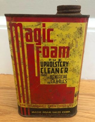 Vintage Magic Foam Upholstery Cleaner 1 Qt Metal Can w/ Devil 3