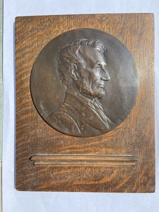 Abraham Lincoln Bronze Plaque By Jules Edouard Roine