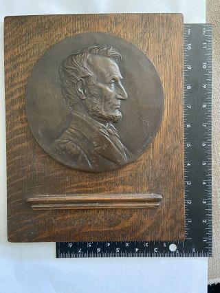 Abraham Lincoln Bronze Plaque by Jules Edouard Roine 2