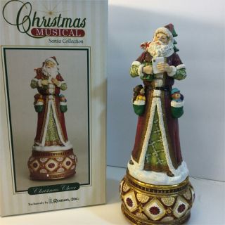 Christmas Cheer Santa Music Box By Roman Inc.  (b2)