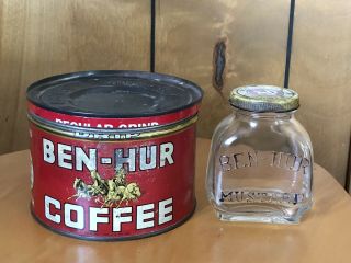 Ben - Hur Coffee Tin & Glass Mustard Jar
