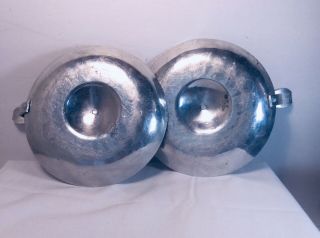 Vintage Buenilum hammered aluminum candle holder pair 2