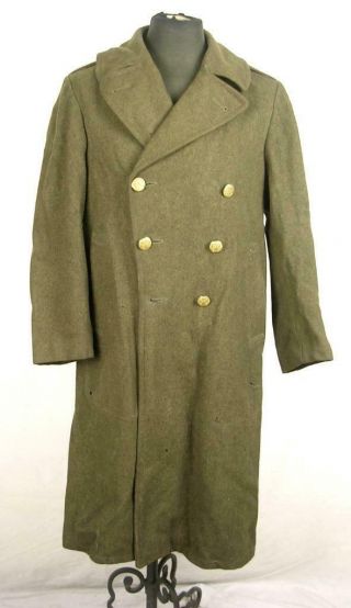Ww2 Wwii Us Army Field Greatcoat Overcoat Wool Roll Collar Dated 1942
