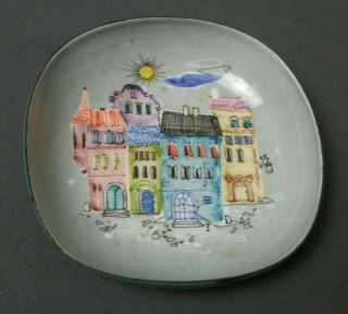 Vintage Steinbock - Email Pin Dish - Row Houses - Austria - Enamelware - C Mm