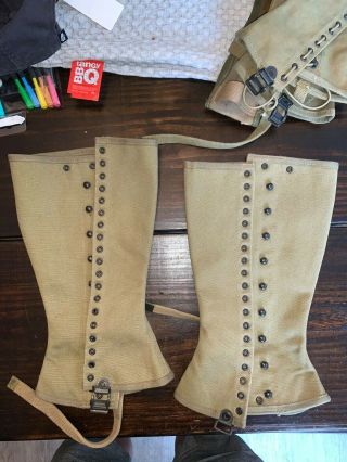 Ww2 Us Army Khaki Leggings Gaiters Spats Huge Size 3l Dated 1941 D - Day