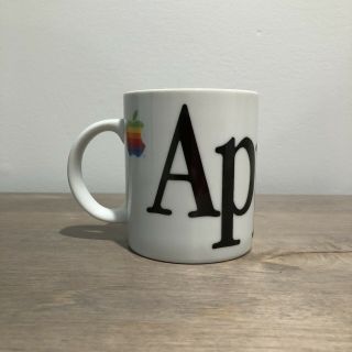 Vintage 1980s - Apple Computer Coffee Mug Cup - Rainbow Logo Macintosh White