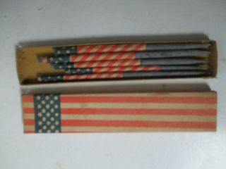 5 Vintage Patriotic Slate Pencils In The Box