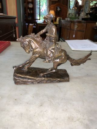The Cowboy Bronze Cowboy Sculpture Signed - Frederic Remington