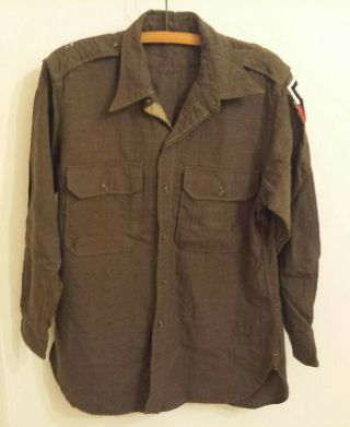 Wwii Era Us Army Olive Wool Officers Dress Shirt