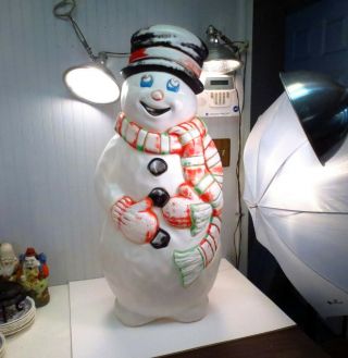 1997 Grand Venture Christmas Plastic Blow Mold Light Up 39 " Snowman Yard Decor