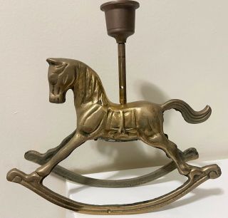 Brass Rocking Horse Candle Holder Vintage Collectible 6 - 1/2”