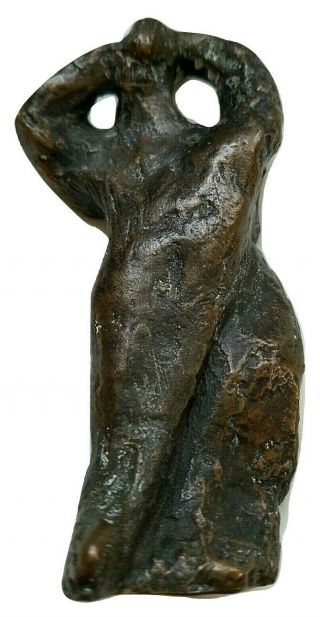 1989 Small Brutalist Bronze Sculpture Of A Woman,  Signed M Bell Rbw