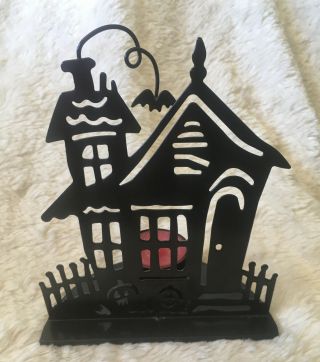 Yankee Candle Halloween House Silhouette Tea Light Candle Holder Haunted
