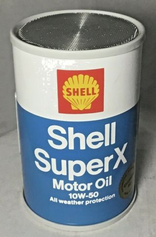 Vintage Shell Oil Can X 10w - 50 Advertising Am Transistor Radio Euc