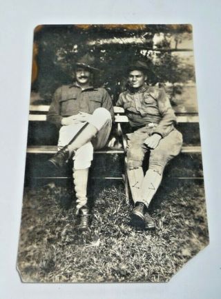 Rppc Postcard Ww1 Friends One Named Soldier Francis Bourassa Sitting Together