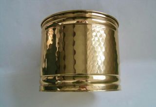 Vintage Solid Brass Planter Pot 8 " - Hammered Lacquered Finish - Made In The Usa