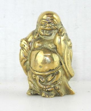 Miniature Solid Brass 2 " Buddha Statue Figurine Oriental Paperweight S15