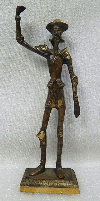 Mid Century Abstract Spanish Don Quixote Bronze Brass Statue Man Of La Mancha