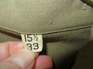 WW2 US Army Shirt Size 15 1/2 33 SSG Rank Americal Division Patch one 3