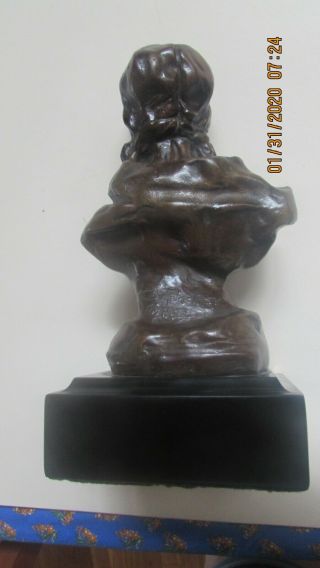 Bronze Sculpture Charles Russell 1902 Bust Of Piegan Squaw Signed
