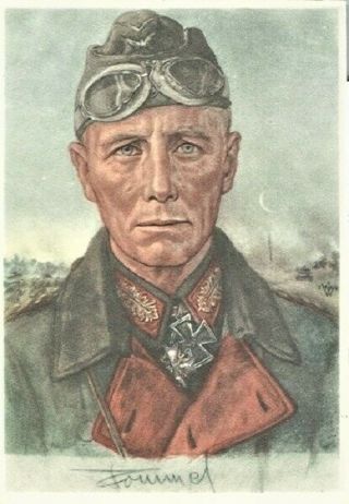 Ww 2 German Gfm Erwin Rommel Rkt With Oaks,  Swords & Diamonds Orig Postcard 2