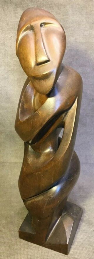 Mid Century Modern Abstract Biomorphic Wood Sculpture By A.  G Richards 1962