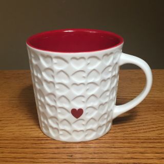 Starbucks Coffee Mug Embossed Red Heart 2007 Collectible 16oz.  Valentine Love