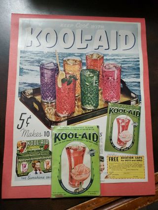 Vintage Early Kool - Aid Packet & Ad - Framed