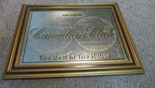 Vintage Canadian Club Imported Whiskey Glass Mirror Sign Wood Frame 22 " X16 "