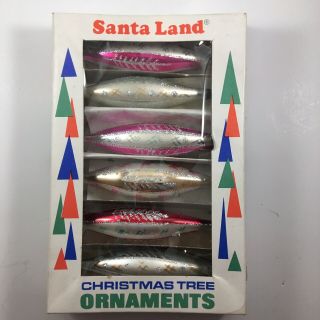 Set/6 Santa Land Hand Blown Teardrop Glass Christmas Ornaments Poland Orig Box