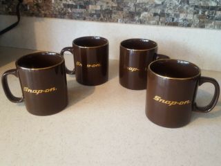 Set Of 4 Vintage Kiln Craft Brown Snap On 12 Oz Coffee Mug