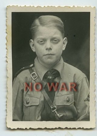 Wwii German War Photo Boy From Youth Organisation Portrait