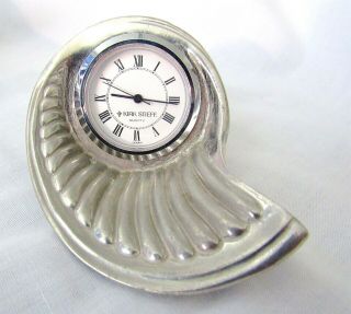 Kirk Stieff Clock Pewter Nautilus/shell Desk Clock Collectible Needs Battery Wow
