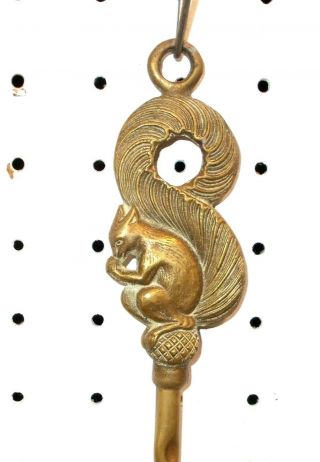 Early English Brass Toasting Fork Squirrel With A Large Bushy Tail Handle