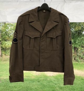 WWII Ike Jacket With Army Airforce Air Defence Command Patch And Tab 2