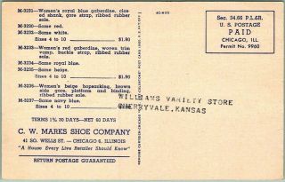 1940s Chicago Linen Postcard C.  W.  Marks Shoe Co.  