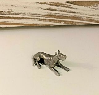 Vintage Rawcliffe Pewter Metal Great Dane Dog Miniature Figurine 1982 1.  5 Inches