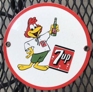 Vintage 7 - Up Metal Porcelain Advertising Sign Soda Gas Station Soda Pop