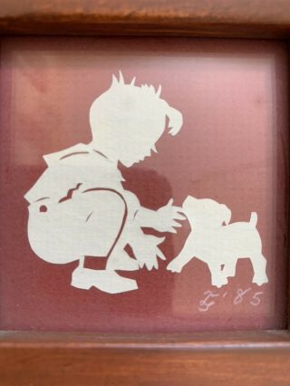 1985 Tilly Schouten Fine Paper Cutting Scherenschnitte LITTLE BOY WITH PUPPY 3