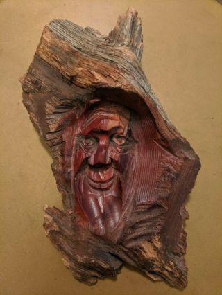 Natural Hand Carved Folk Art Wood Spirit Tree Branch Man Face St Joseph 