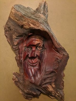 Natural Hand Carved Folk Art Wood Spirit Tree Branch Man Face St Joseph ' s Island 2