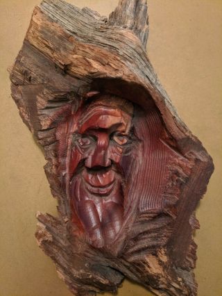 Natural Hand Carved Folk Art Wood Spirit Tree Branch Man Face St Joseph ' s Island 3