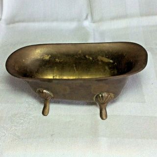 Vintage Miniature Brass Dollhouse Victorian Claw Foot Bath Tub 5 1/2 "